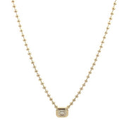 14K Yellow Gold Diamond Emerald Diamond Necklace